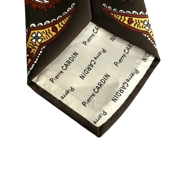 Pierre CARDIN Earthy Brown Psychedelic Retro Tie Vintage Polyester Designer - Picture 3 of 6